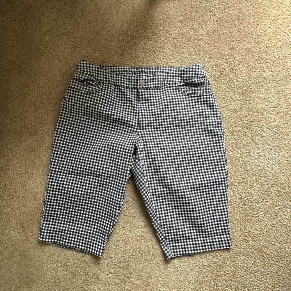 CJ Banks Black and White Gingham Shorts
